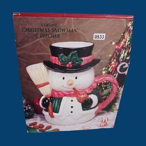 Ceramic Christmas Snowman Pitcher Festive Holiday Tableware Vintage Design